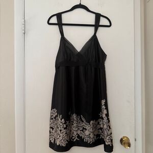 Morgan Taylor Womens Large Black‎ Babydoll Floral Slip Dress Garden Party Event